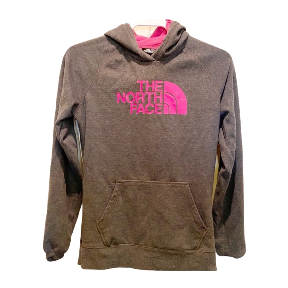 The North Face hooded sweatshirt gray and pink Med